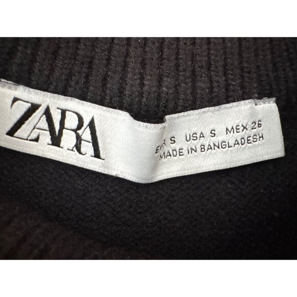 ZARA Striped Small Sweater Black & White Crew Neck Knit - Picture 3 of 12